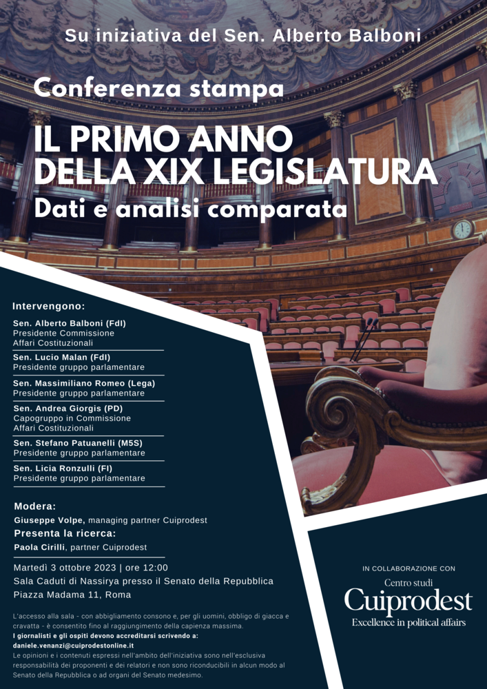 Il primo anno della XIX Legislatura: dati e analisi comparata